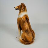 Large Italian Ceramic Sitting Collie Dog Sculpture, 1970s