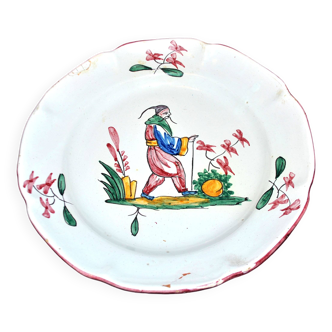 Antique chinoiserie earthenware plate 18th century St Clément Les Islettes
