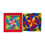 Game vintage painted wooden mosaic