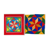 Game vintage painted wooden mosaic