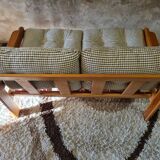 Pine sofa two places 1960 Vintage