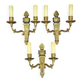 Set of 3 Empire style eagle appliques - gilded bronze and green patina