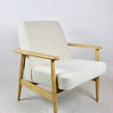 White Ivory Boucle GFM63 Lounge Chair by J. Kedziorek, 1970s