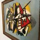 Peinture géométrique abstraite – Signée – Huile sur panneau avec cadre vintage