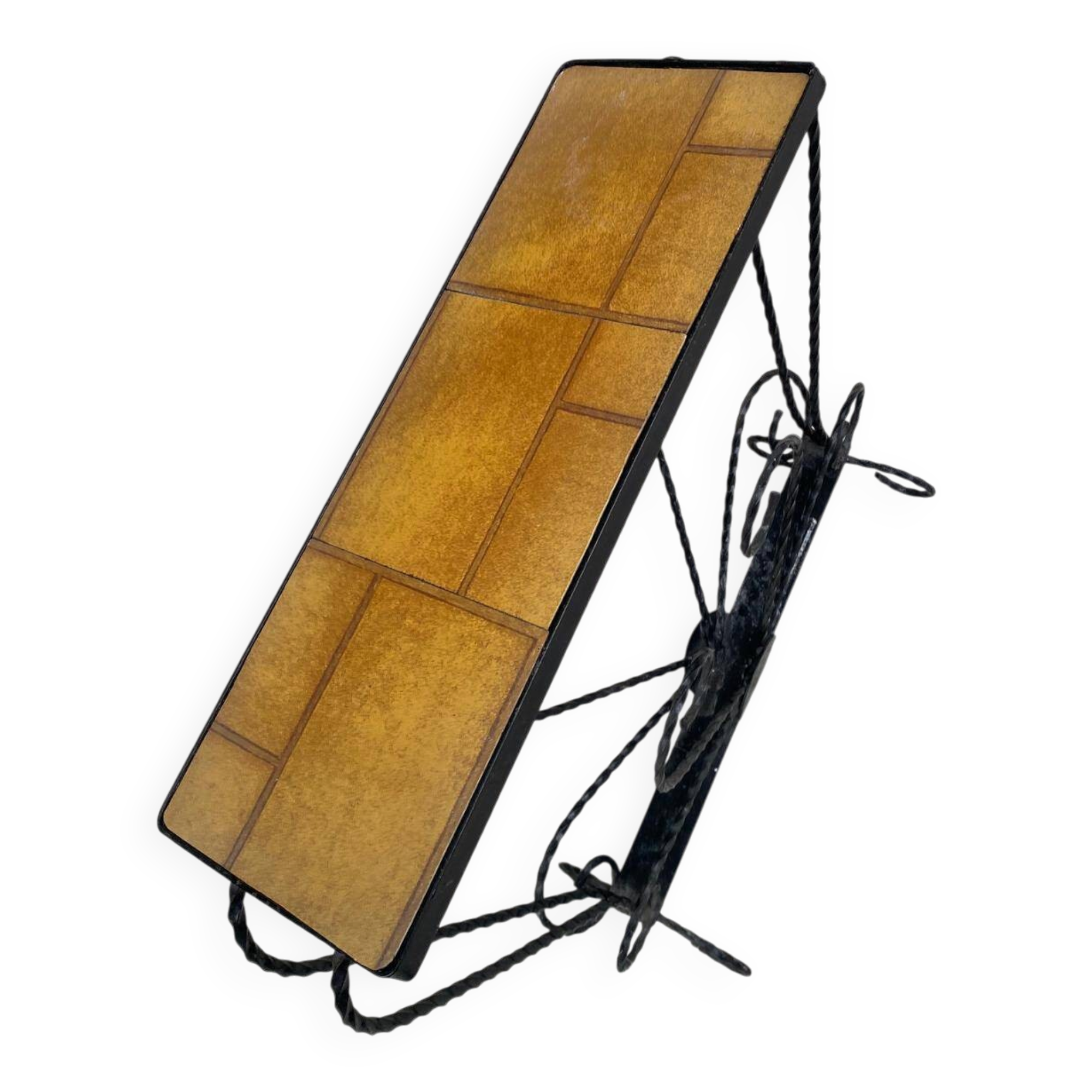 Vintage wrought iron console side table magazine rack