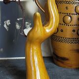 Soliflore baguier hand ceramic iridescent 50s