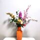 Postmodern Orange Encased Hand-Blown Glass Flower Vase, Empoli, Italy