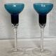 Pair of Murano (or Empoli) glass candlesticks with twisted bases, vintage 1960.