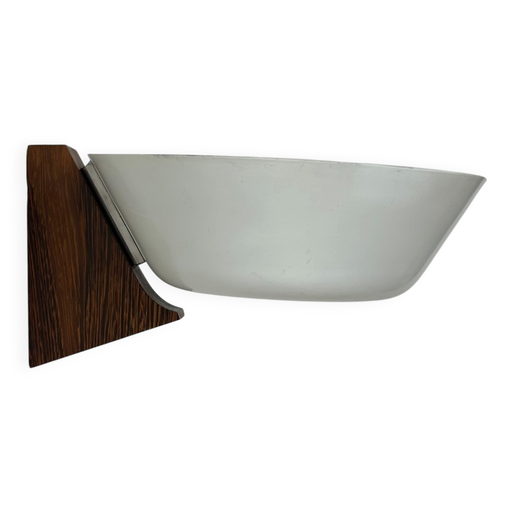 Vintage wall lamp, wood, chrome and white metal, Hagoort, Netherlands, 1960.