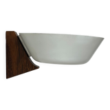 Vintage wall lamp, wood, chrome and white metal, Hagoort, Netherlands, 1960.