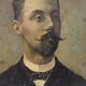 Portrait huile sur panneau - Homme à la moustache