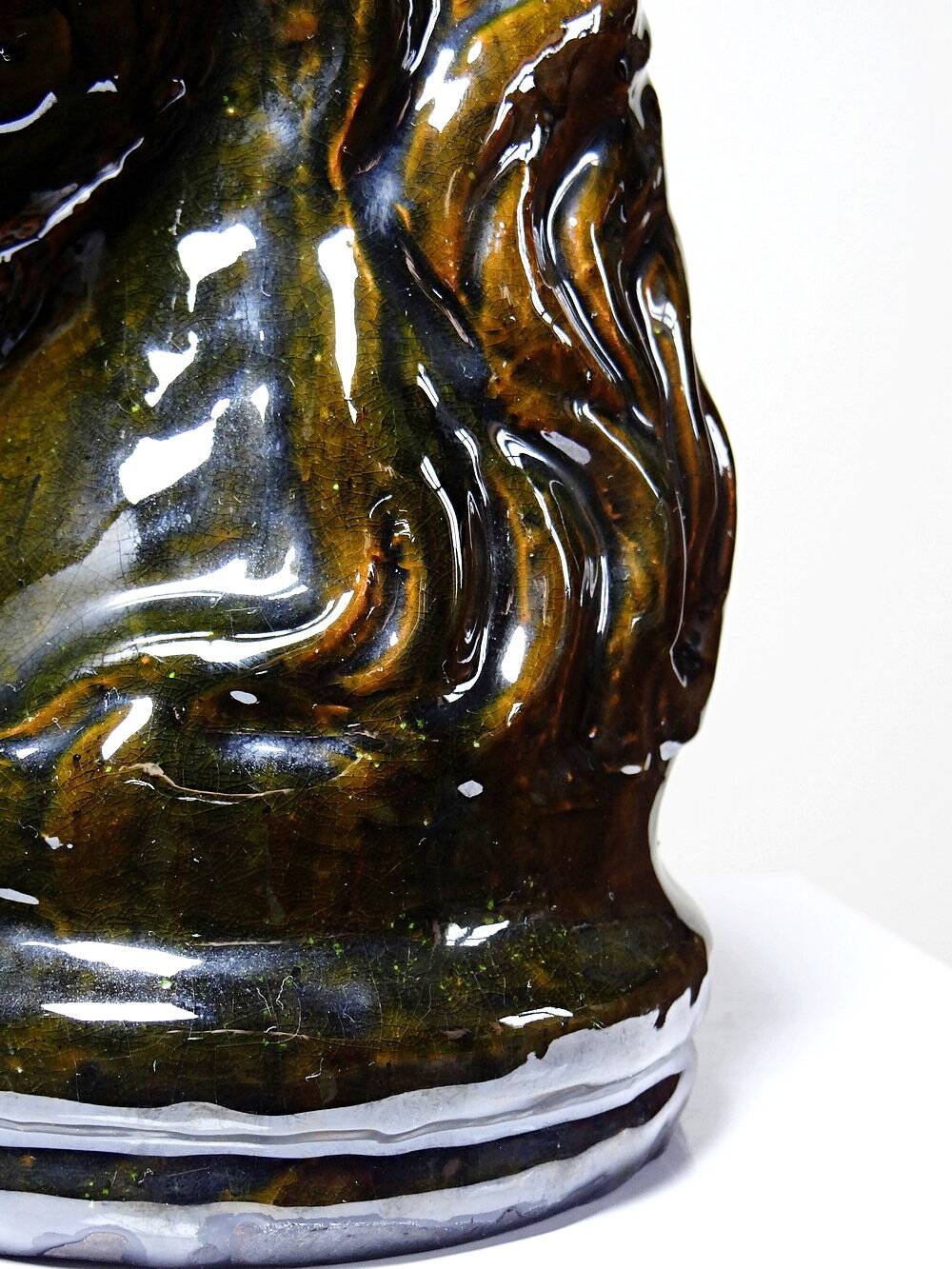 Vintage 1980s glazed terracotta horse or chess knight head