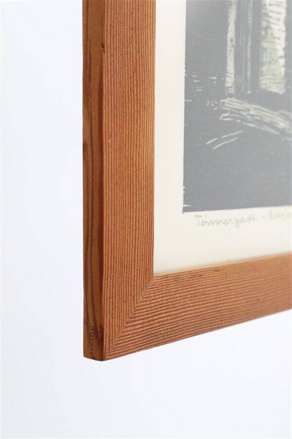 Set of 2 mid-century Erling Juhl wood prints in original larch wood frames / 1960s