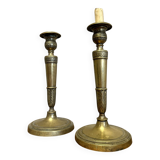 Pair of Empire period candlesticks in gilded bronze circa 1820