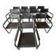 Set of 12 vintage black leather and tubular steel chairs – Italy, year