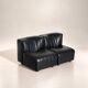 Modular black leather sofa '9000' by Tito Agnoli