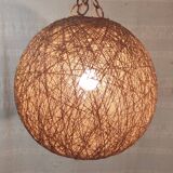 XL lampshade ball in hemp rope and rattan - 1970s