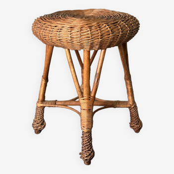 Vintage rattan and wicker stool