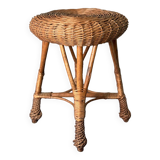 Vintage rattan and wicker stool