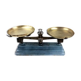 Balance vintage 10kg  fonte émaillée bleue