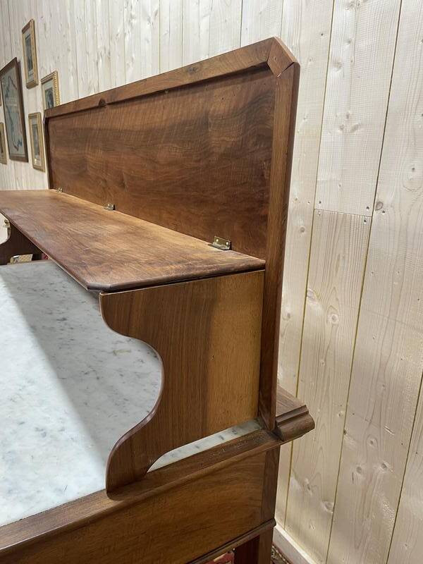 Console époque Napoléon III en noyer et marbre blanc