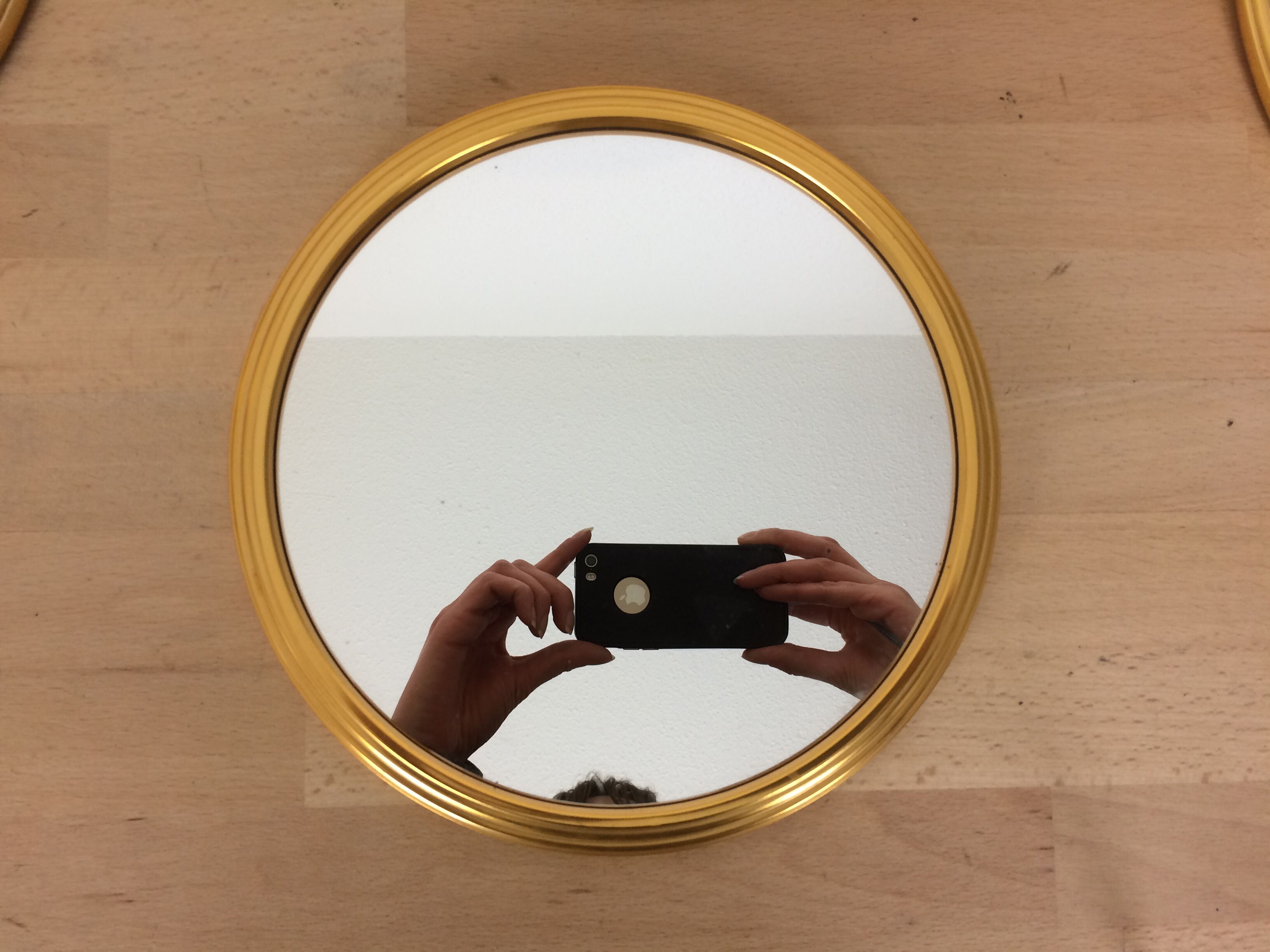 Set de 4 miroirs ronds cerclage doré 29cm