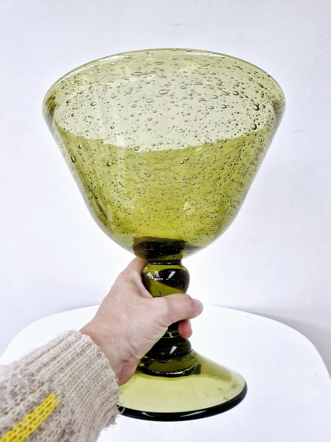 Vintage fruit bowl blown glass biot glassware unique piece