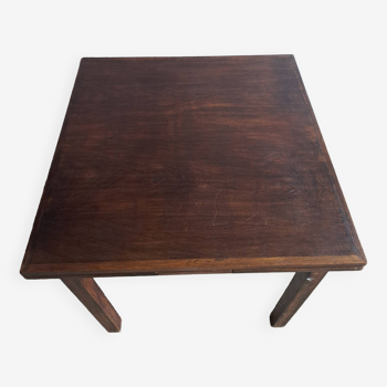 Table à manger carré à rallonge bois foncé vintage