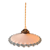 Suspension en opaline blanche support laiton