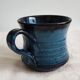 Blue enamelled terracotta mug