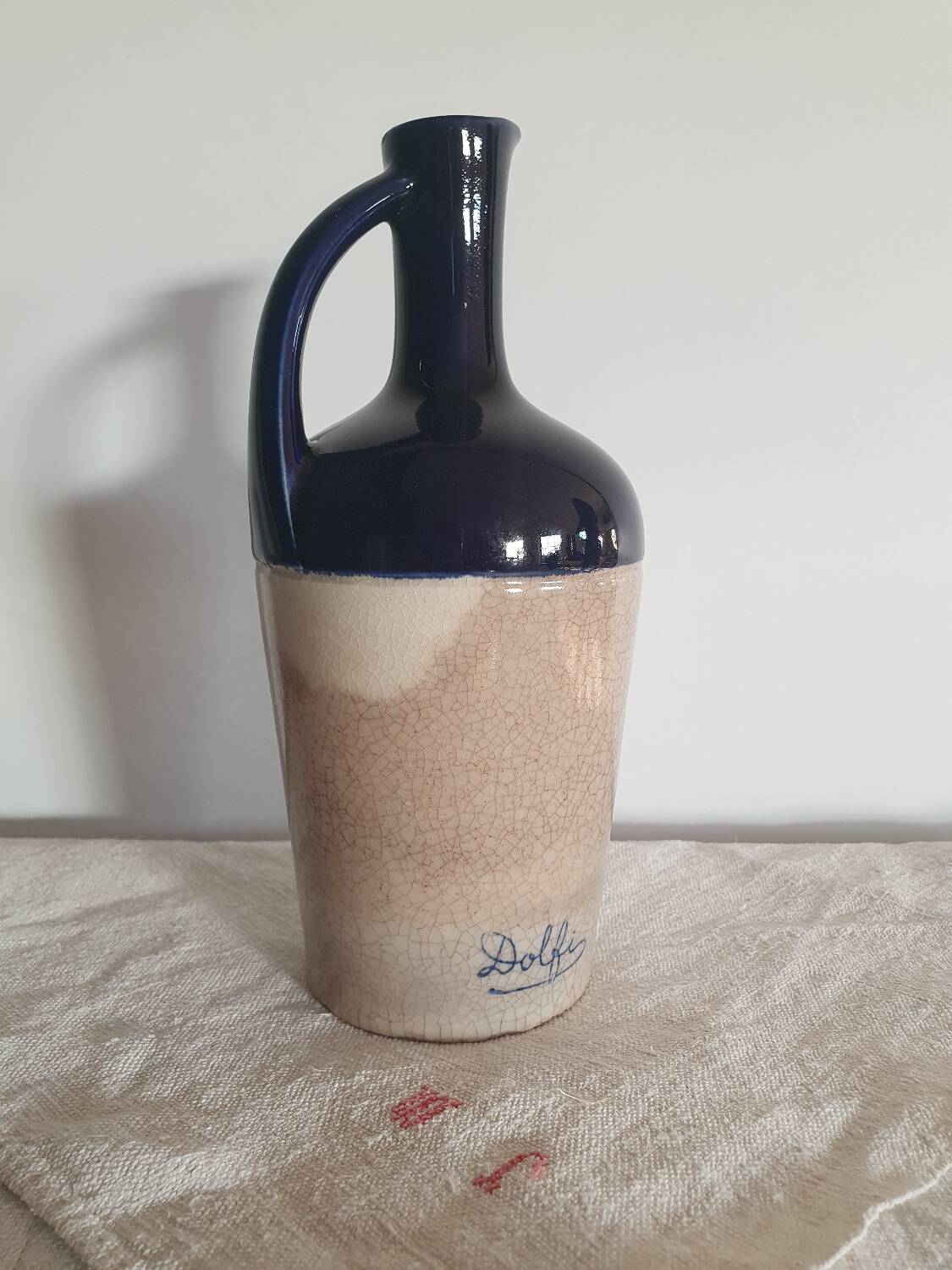 Pichet français en céramique/indigo par Dolphi