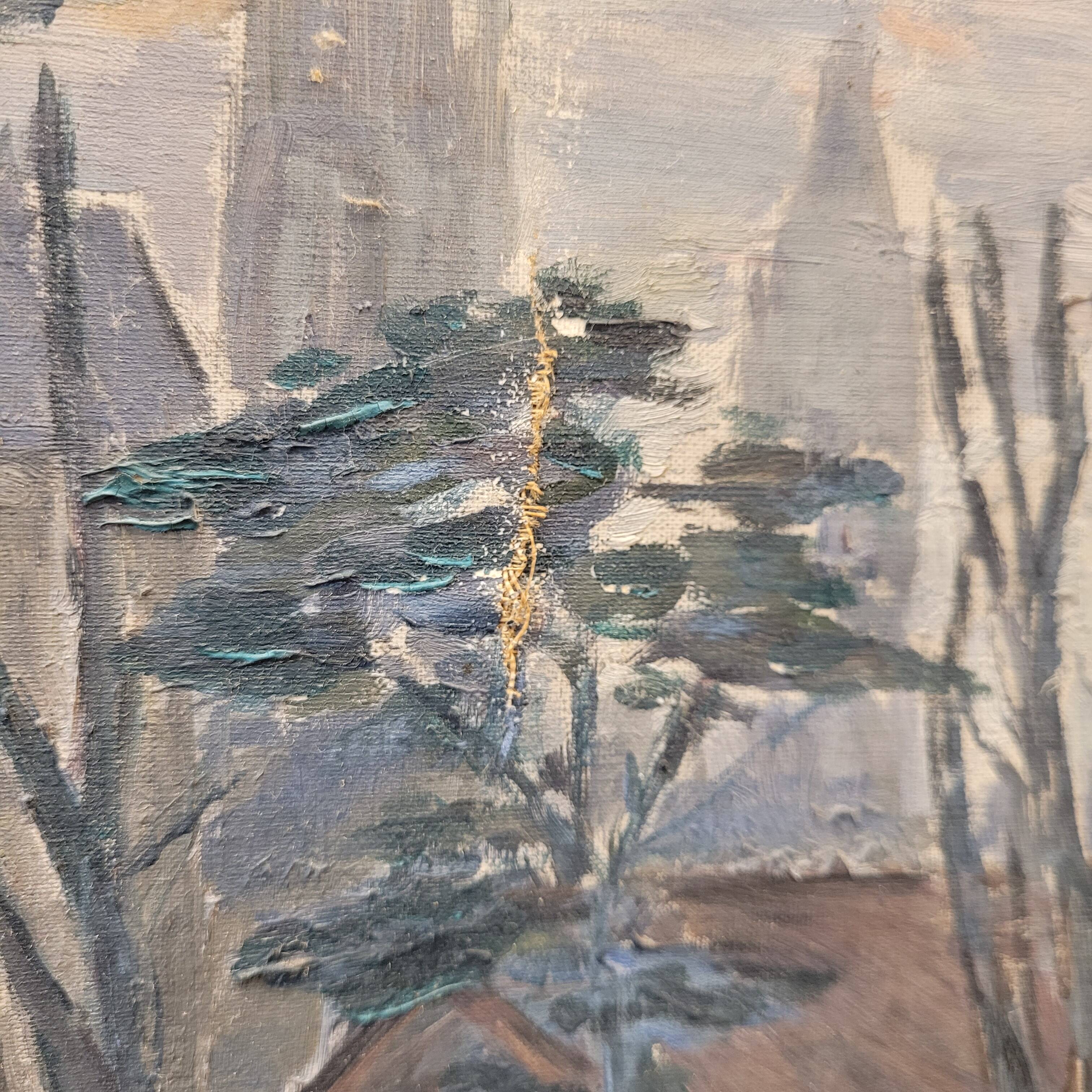 Oil on the link “Vista urbana en invierno”, Firmado “Henry Savoye”, pps. s. XX - France