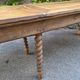 Antique French draper's table in oak, shop counter, work table, 6 feet, circa 1750–1850.