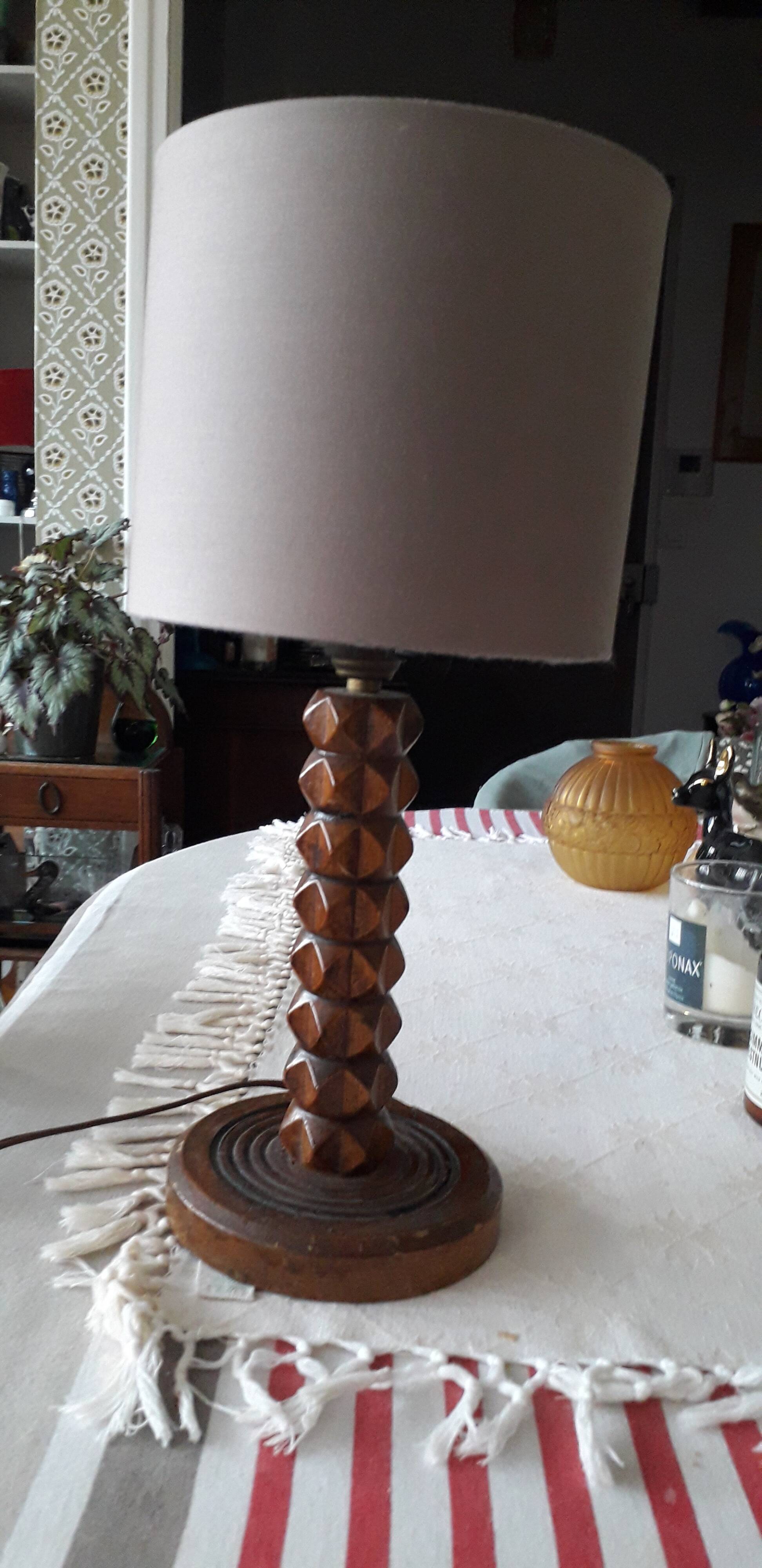Antique carved wooden lamp