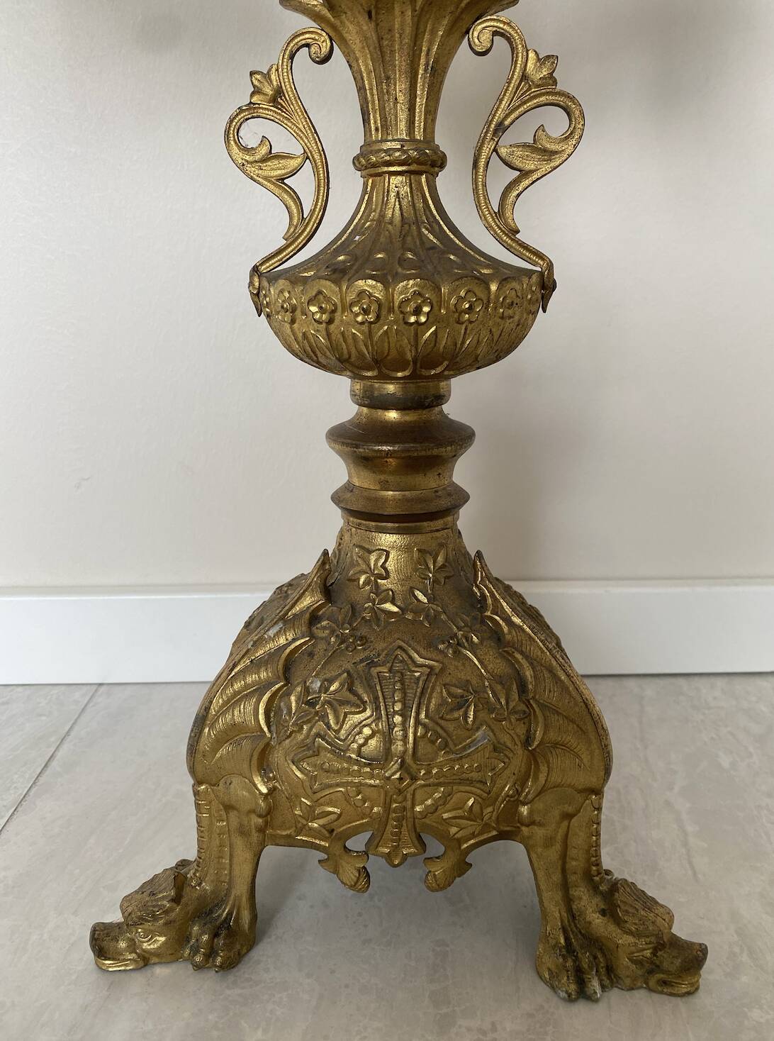 Pair of French brass church candelabras dating from the early 20th century