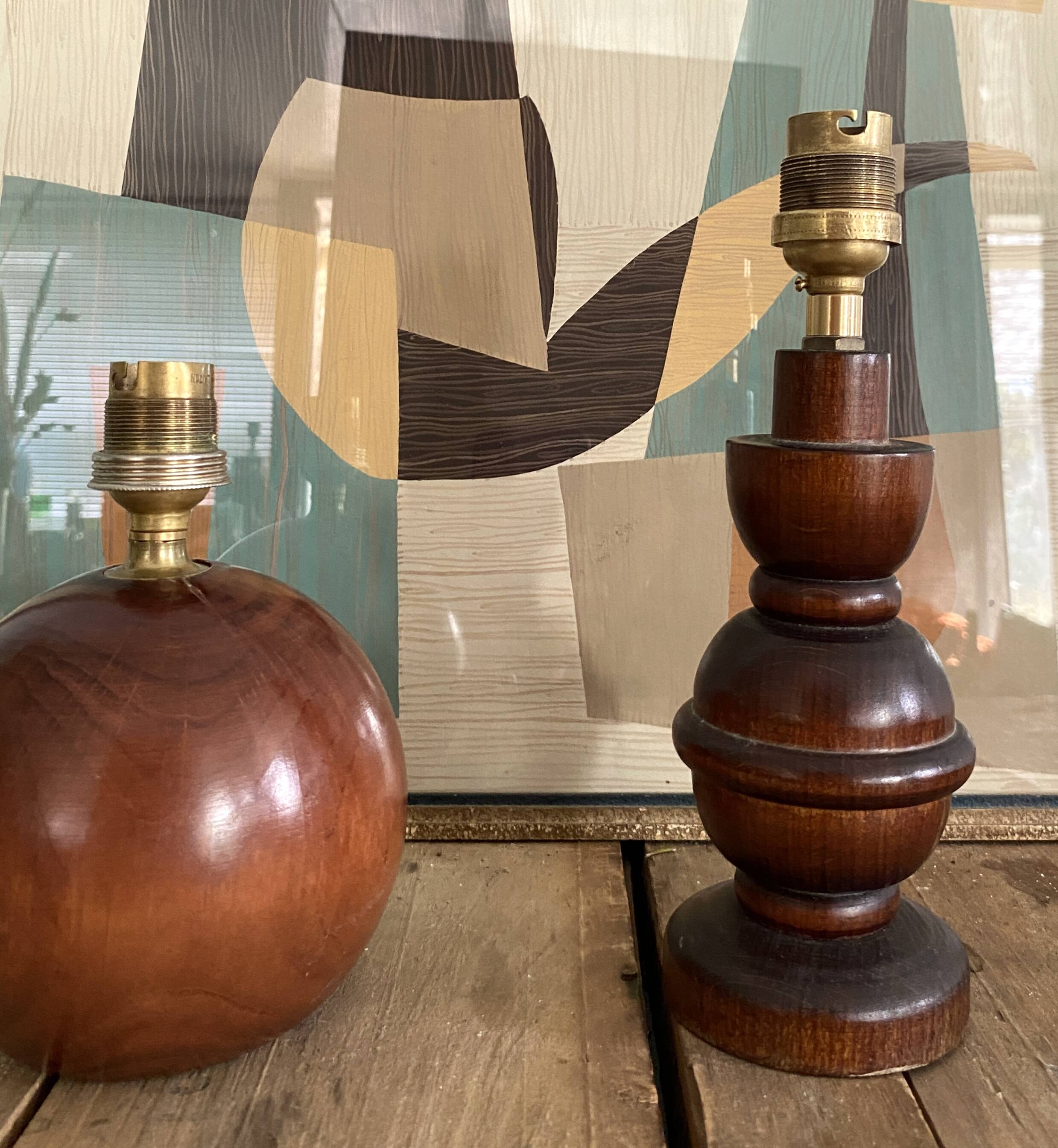 Wooden lamp, recent fabric cable 200 cm, pagoda lampshade