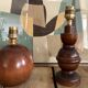 Wooden lamp, recent fabric cable 200 cm, pagoda lampshade