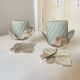 Set of 2 Silver Candle Holders - Tulip Shape on Vine Leaf