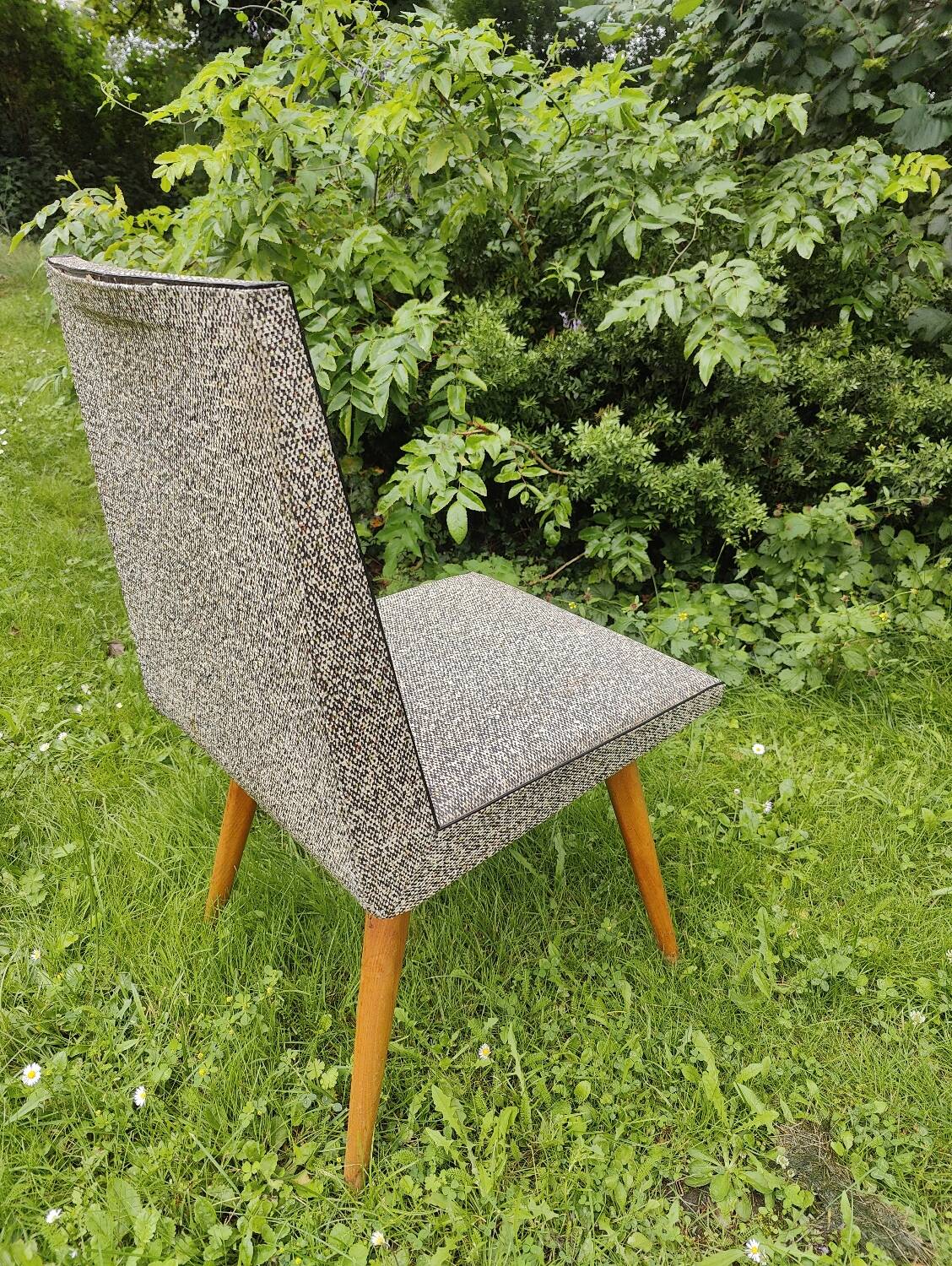 Scandinavian chair in grey faux leather and wood, 1960s.