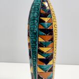 Vintage Multicolored Lacquered Ceramic Vase with Geometric Patterns, Italy
