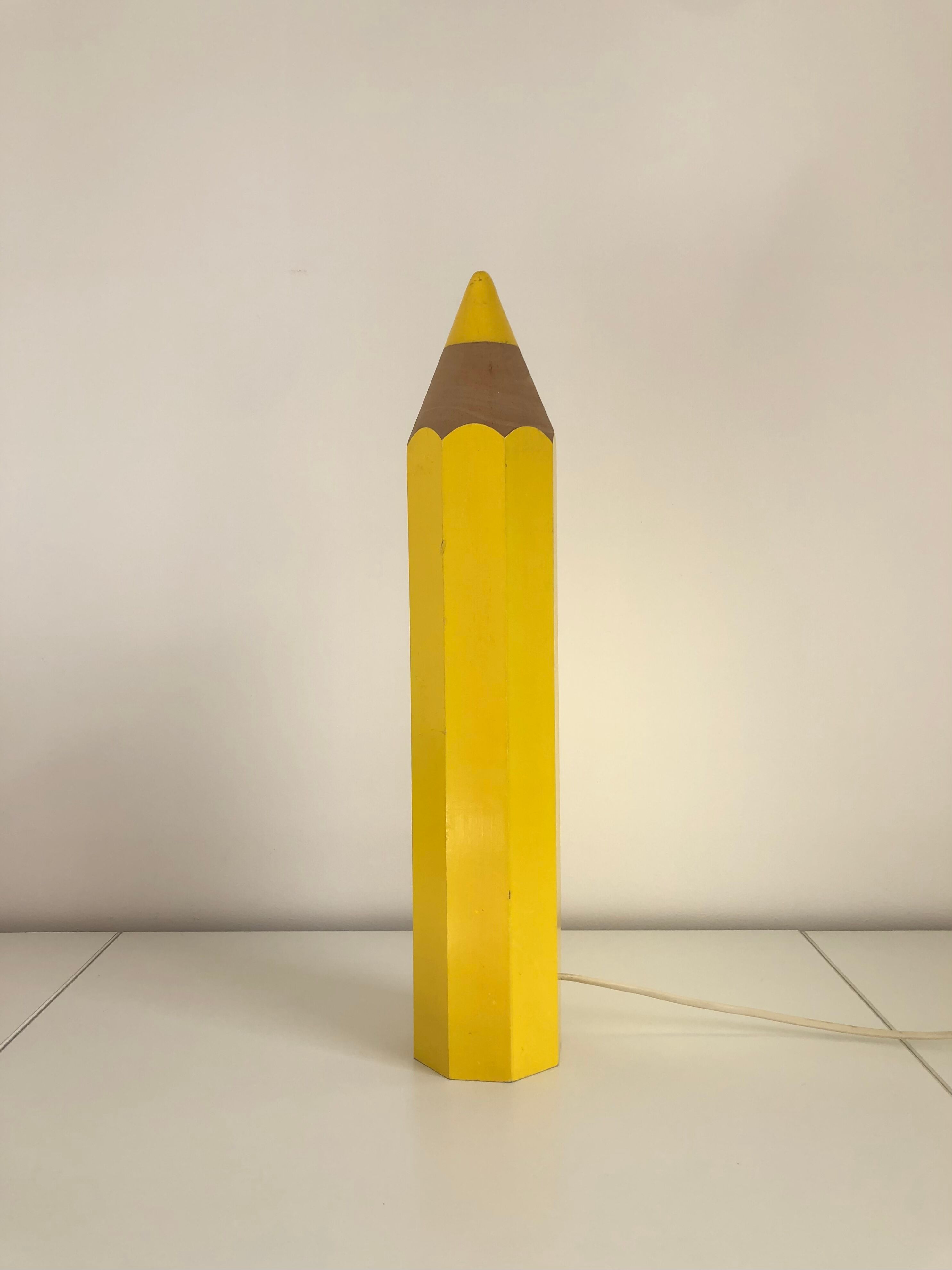 Lamp in the shape of a yellow pencil edited by Vilac, France, 1980