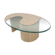 Italian travertine and glass coffee table, 1980's
