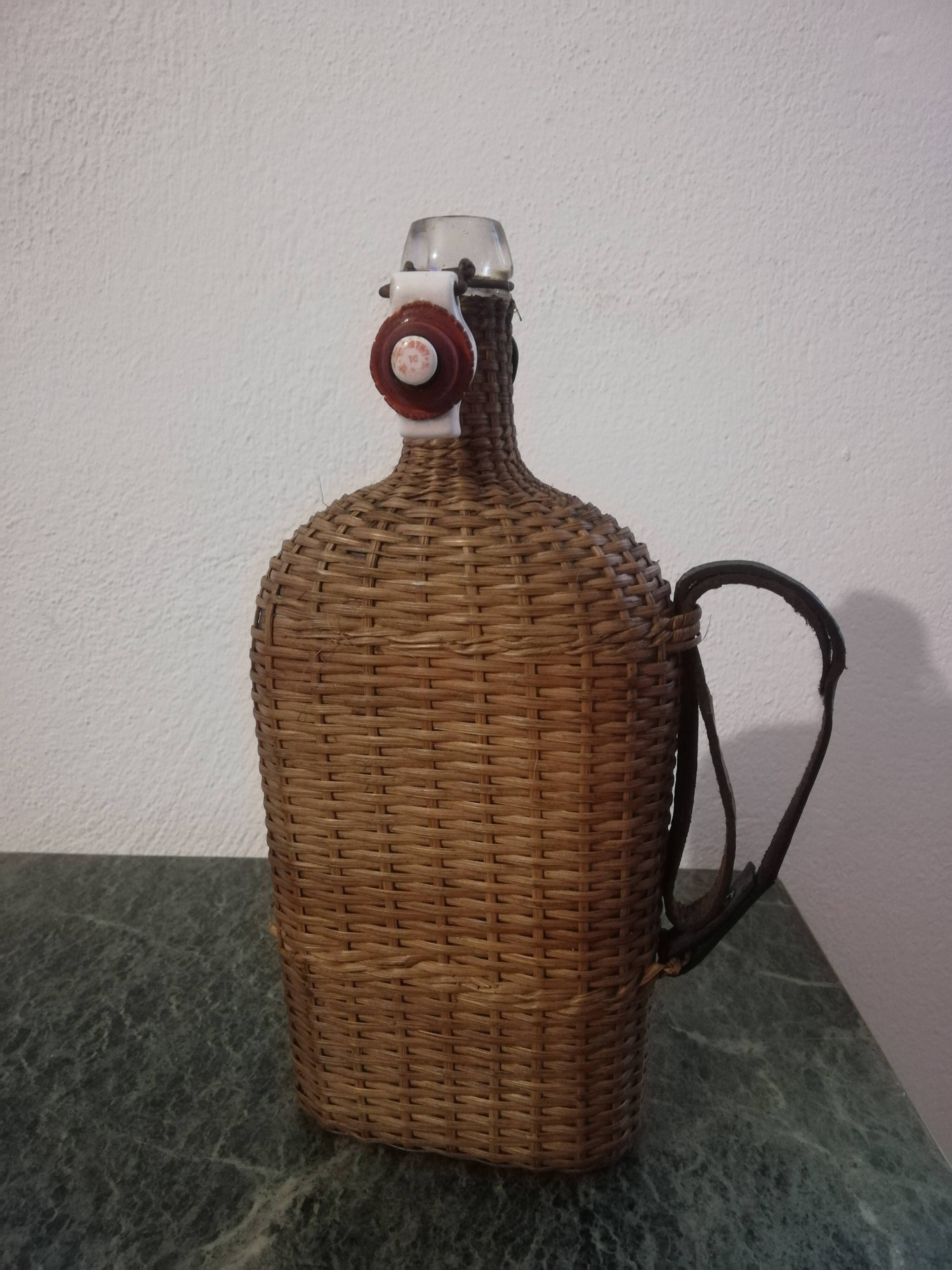 Old heavy rattan pilgrim's gourd