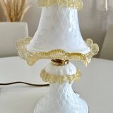 Vintage Murano glass lamp in white and amber opal – Italy, years.