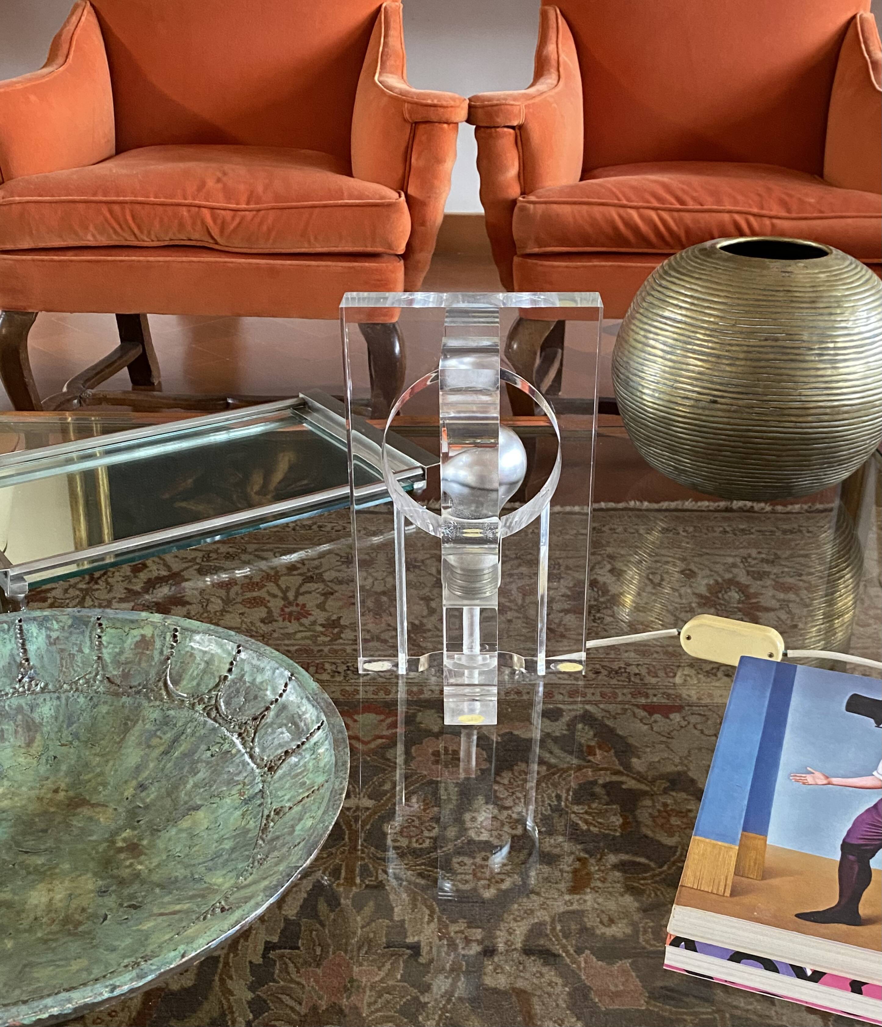 Sandro Petti, sculptural lucite table lamp, Maison Jansen France 1970s