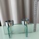 Postmodern double candlestick in glass and chrome metal