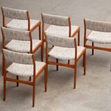 6 danish scandinavian chairs - teak & wool 1960
