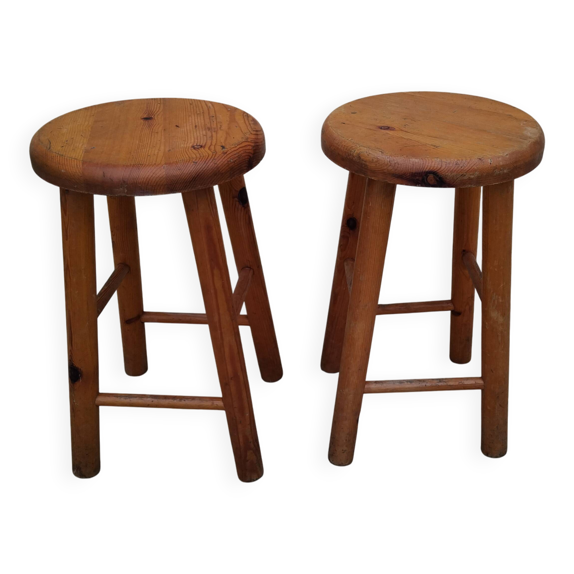 Pair of vintage pine stools
