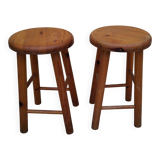 Pair of vintage pine stools