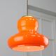Lampe à suspension italienne du milieu du siècle en verre orange et laiton